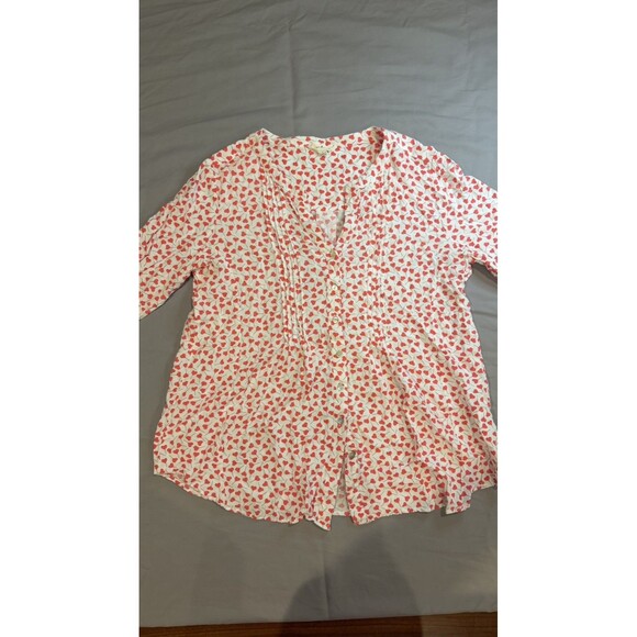Jane & Delancey Women Tunic Blouse Button Pink Heart Valentine Long Sleeve Large - Picture 7 of 7